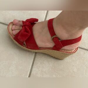 Born Red Wedge Sandals with Bow